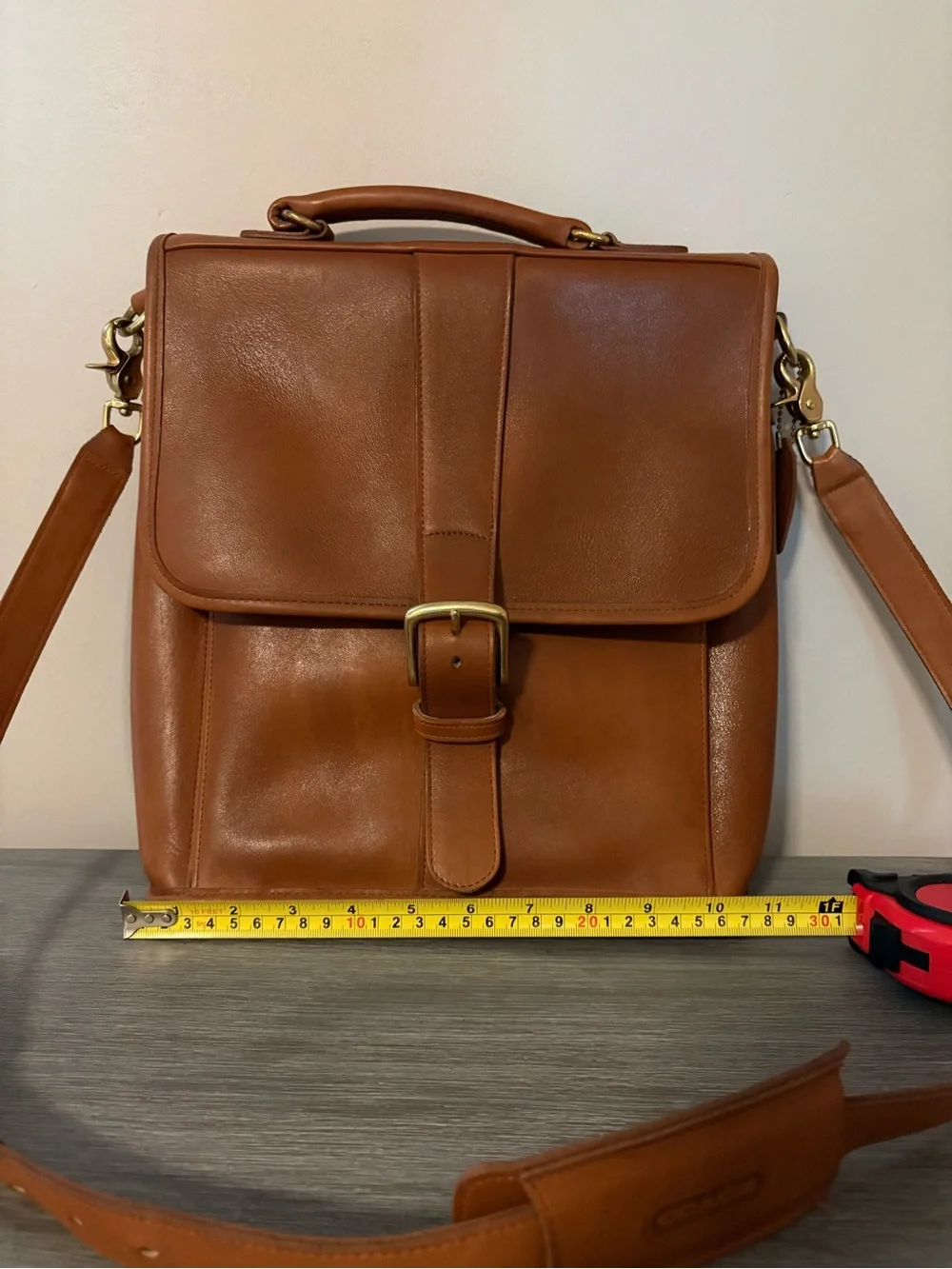 Coach Vintage Leather Emerson Laptop Bag with Brass Hardware